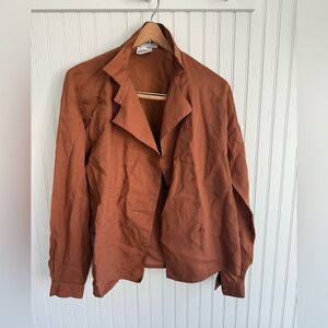100% Wool Button Down Brown Size 12